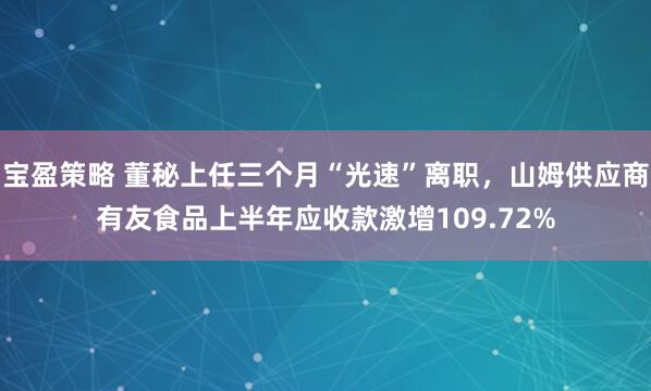 宝盈策略 董秘上任三个月“光速”离职，山姆供应商有友食品上半年应收款激增109.72%
