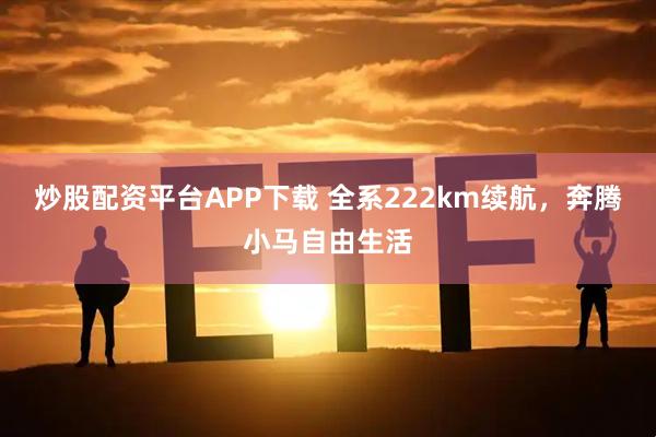 炒股配资平台APP下载 全系222km续航，奔腾小马自由生活