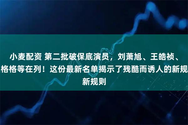 小麦配资 第二批破保底演员，刘萧旭、王皓祯、王格格等在列！这份最新名单揭示了残酷而诱人的新规则