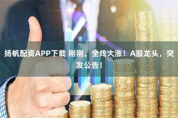 扬帆配资APP下载 刚刚，全线大涨！A股龙头，突发公告！